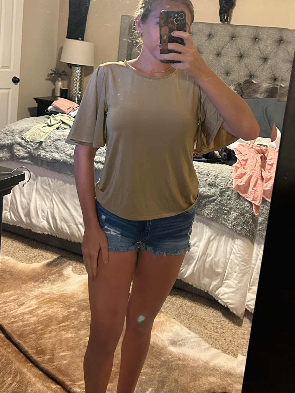 Tanish gold Short-Loose Sleeve Women's Top